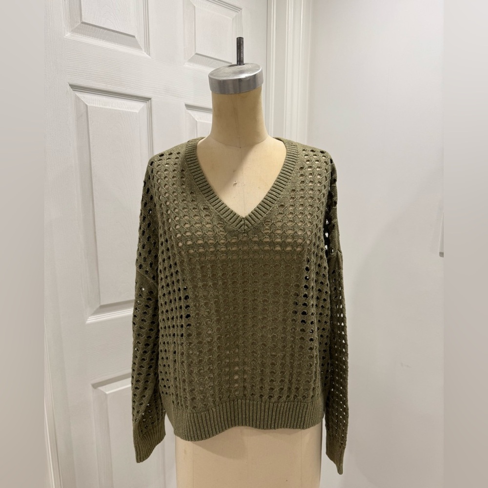 DKNY V-NECK SWEATER GREEN SZ.M